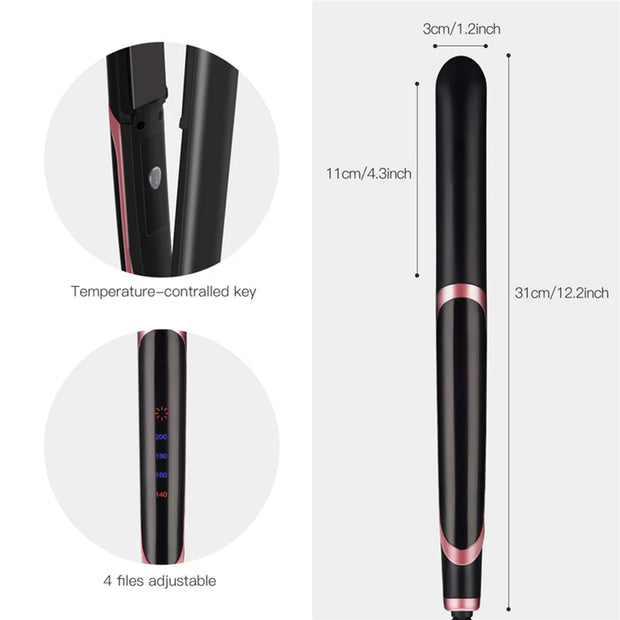 LED Display Hair Straightener & Curler: Infrared Flat Iron