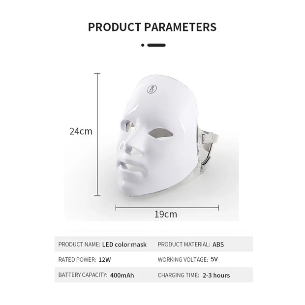 7-Color LED Light Mask: Rechargeable Skin Care Device