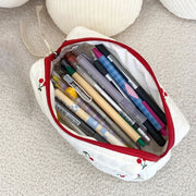 Cute Cherry Quilted Cosmetic Retro Travel & Makeup Pouch