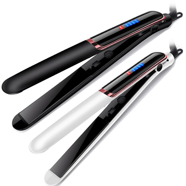 LED Display Hair Straightener & Curler: Infrared Flat Iron