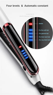 LED Display Hair Straightener & Curler: Infrared Flat Iron