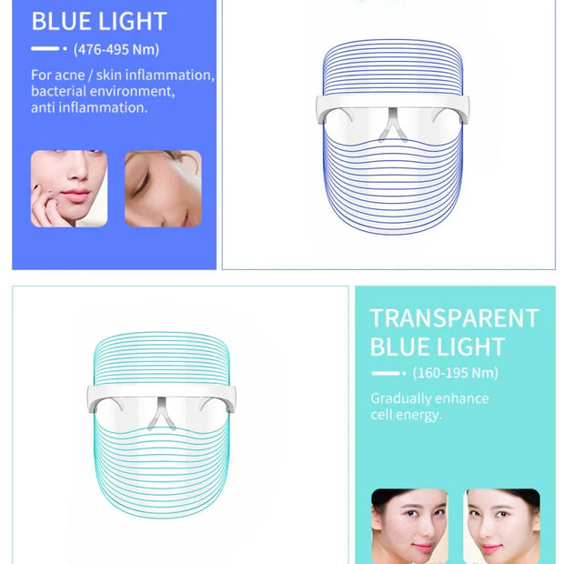 7-Color LED Mask: Rechargeable Red Light Therapy Device