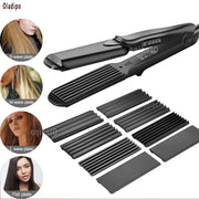 4-in-1Interchangeable Plates Fast Hair Straightener Flat Iron Electric Ceramic Hair Curler Crimper Corrugated Wave Hair Styling