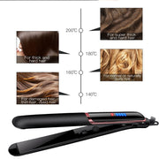 LED Display Hair Straightener & Curler: Infrared Flat Iron