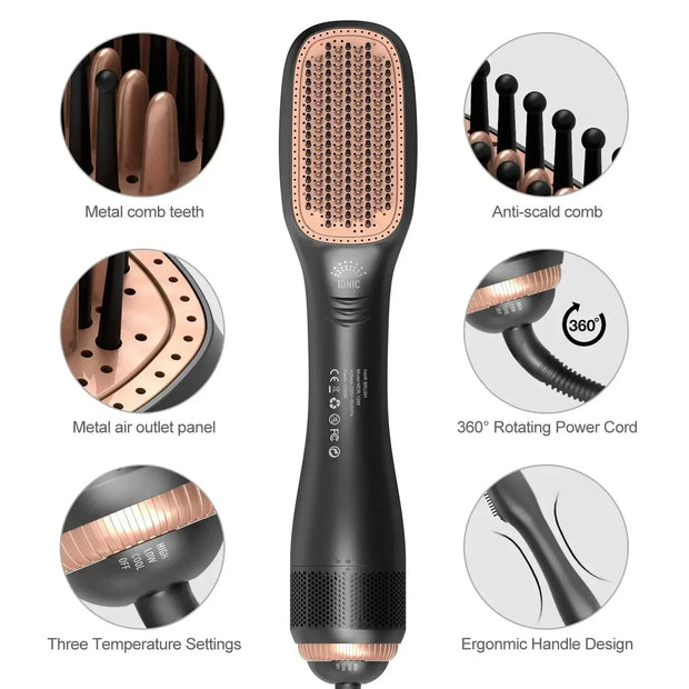 3-in-1 Hot Air Comb: Styling, Straightening & Curling