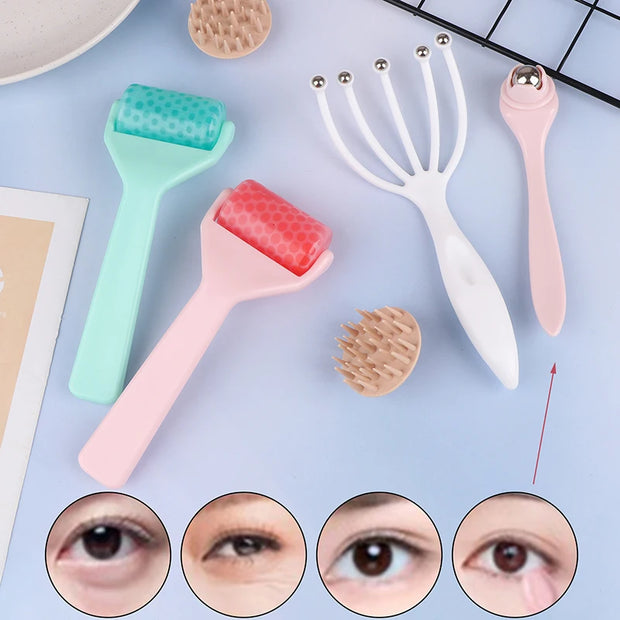 6pcs/set Facial Beauty Massage Ice Roller Five-claw Head Massager Eye Cream Stick Skin Care Gift Makeup Tool