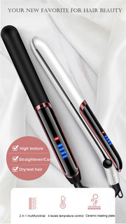 LED Display Hair Straightener & Curler: Infrared Flat Iron