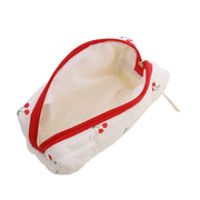 Cute Cherry Quilted Cosmetic Retro Travel & Makeup Pouch