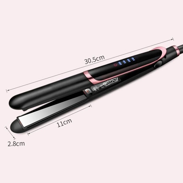 LED Display Hair Straightener & Curler: Infrared Flat Iron