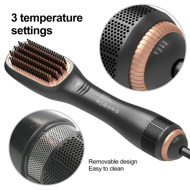 3 In 1 Hot Air Comb Styling Comb for Straight Curly Electric Hot Air Brush Women Anion Heating Comb Hair Straightening Brush