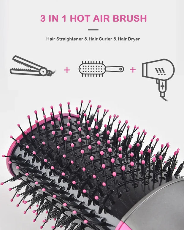 3-in-1 Hot Air Brush: Styling, Straighten, Curl